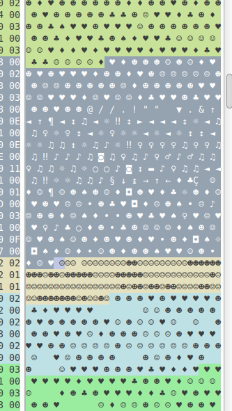 Screenshot of wxHexEditor showing patterns of characters