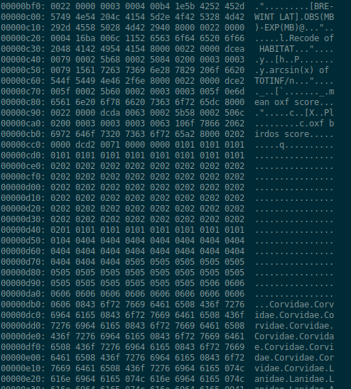 Screenshot of `xxd`